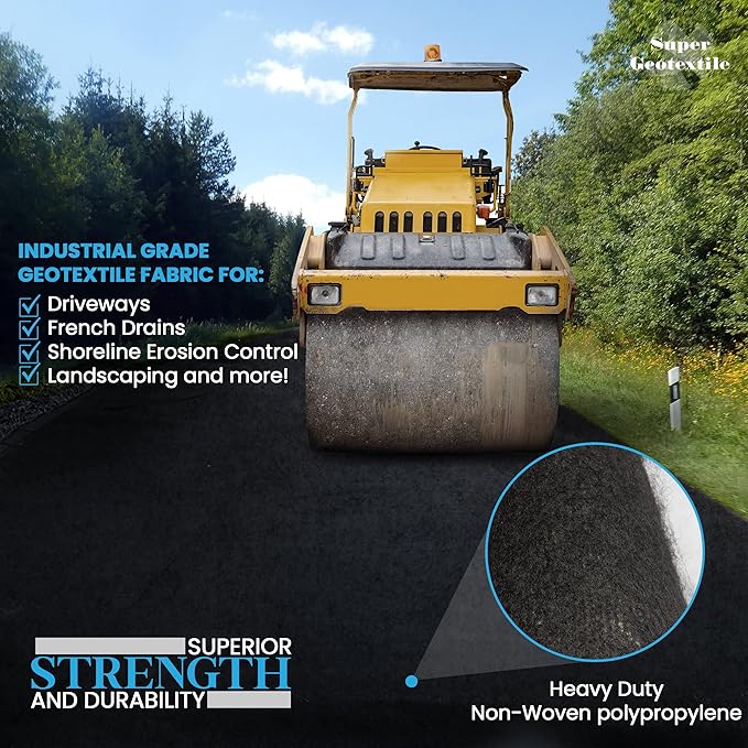 4, 6, 8 oz Non Woven Fabric for Landscaping, French Drains, Underlayment, Erosion Control, Construction Projects - 8 oz (10X25)