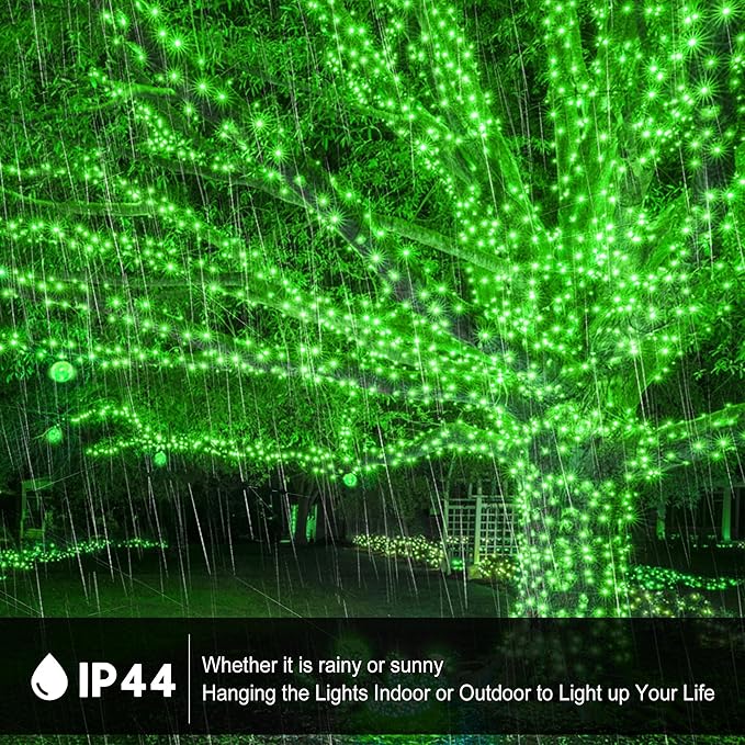 kemooie 500 LED Green Christmas Lights, 164 FT 8 Lighting Mode with Memory Plug in Waterproof Fairy Lights, for Outdoor Birthday Christmas Wedding Party Garden Balcony Decorations (Green)