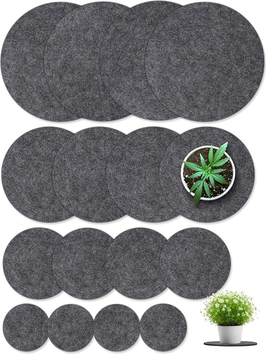 Felt Plant Coasters, 4 Sizes Extra Thick 4/6/8/10 Inch Planter Coaster, Absorbent Plant Mats, Trivets for Hot Dishes, Plant Coasters for House Plants, 16 Pcs