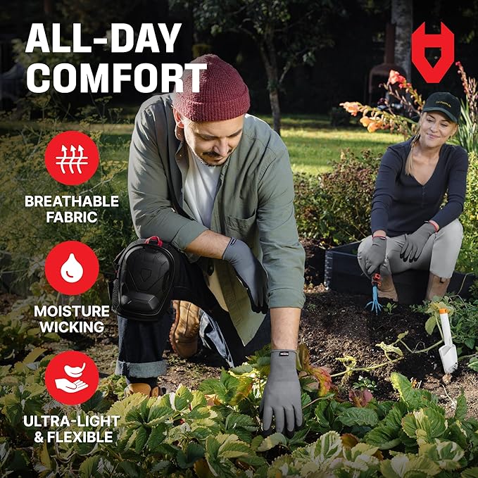 NoCry Gardening Gloves for Men with Strong Grip and Touchscreen Tips — Breathable Rubber Coated Garden Gloves with Superior Dexterity — Snug-Fitting Yard Gloves for Men or Lawn Gloves Men