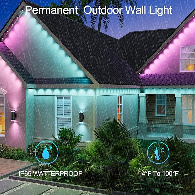 Permanent Outdoor Lights, RGB+IC 100FT Smart LED Eaves Lights,72 Color-Changing Waterproof Lights with 63 Scene Modes,APP & Voice Control, Ideal for Christmas, Halloween, Parties, and Holiday Décor