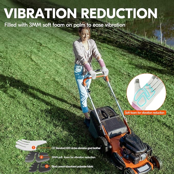 Vgo... 1-Pair Premium Genuine Goat Leather Extra-Long Cuff Thornproof Gardening Gloves (Size M, Pink White, GA1013)