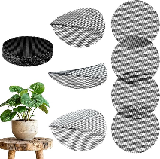 50pcs Round Bonsai Mesh, 4 Inch Mesh for Plant Pots, Prevent Soil Loss, Plastic Drainage Meshes,Bonsai Bottom Drainage Insert for Garden Outdoor Potted Plants,Black