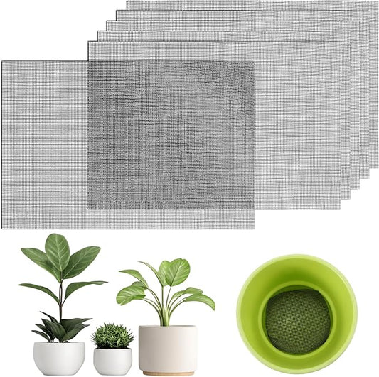 30pcs Plant Pot Mesh Hole Pad, Plant Pot Drainage Mat, 11.8x7.8 Inch Black Square Soil Screen for Pots for Garden Outdoor Potted Plants Keep Soil from Flowing Away