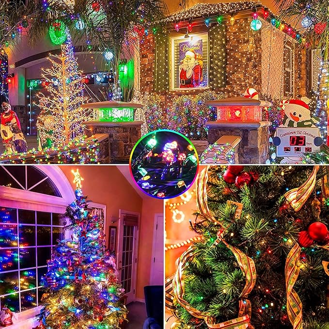 262FT 800 LED Color Changing Christmas Lights Outdoor Indoor, Warm White Multicolor Christmas Tree Lights, Waterproof Fairy String Light Timer Remote, 11 Lighting Modes