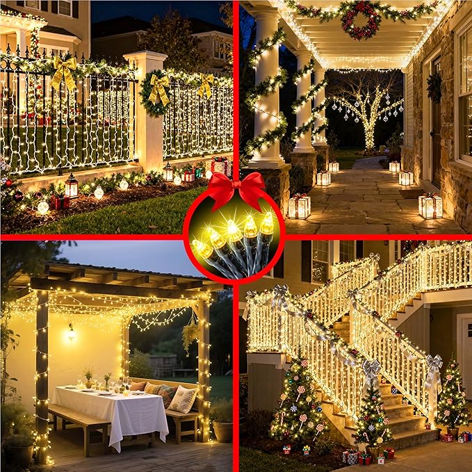 1500 LED 470FT Christmas String Lights Outdoor, 12 Modes and Timer Memory Dimmable, Plug in Waterproof Dark Green Wire Twinkle Light for for Xmas Yard Tree Wedding Party Halloween Decor (Warm White)
