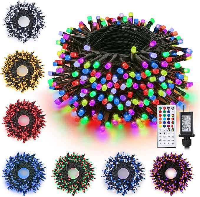 Toodour Christmas Lights RGB String Lights, 33ft 100 LED Color Changing String Light with Remote & Timer, Waterproof Xmas Tree Light for Home Yard New Year Party Indoor Outdoor Christmas Decorations