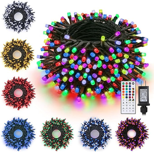 Toodour Christmas Lights RGB String Lights, 33ft 100 LED Color Changing String Light with Remote & Timer, Waterproof Xmas Tree Light for Home Yard New Year Party Indoor Outdoor Christmas Decorations