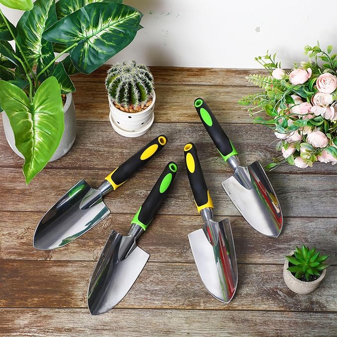Garden Shovel Aluminum Alloy Heavy Duty Trowel Garden Tool Small Shovels for Digging Metal Hand Trowel Spade with Soft TPR Handle for Lawn Yard Farm Home Shop Planting(24 Pcs)