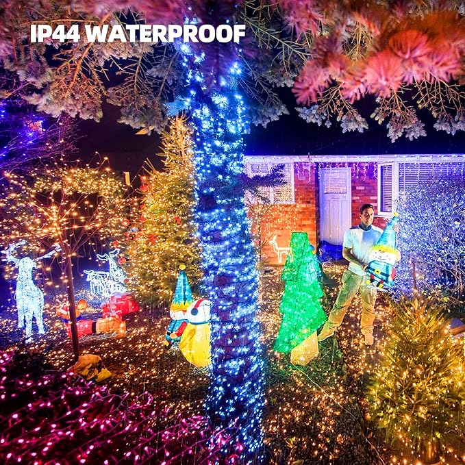 Uptotop Christmas 2 Pack String Light, Total 200 Count 40 FT Plug in Waterproof String Light Decorations for Party Carnival Supplies, Outdoor Yard Garden Decor (Warm White)