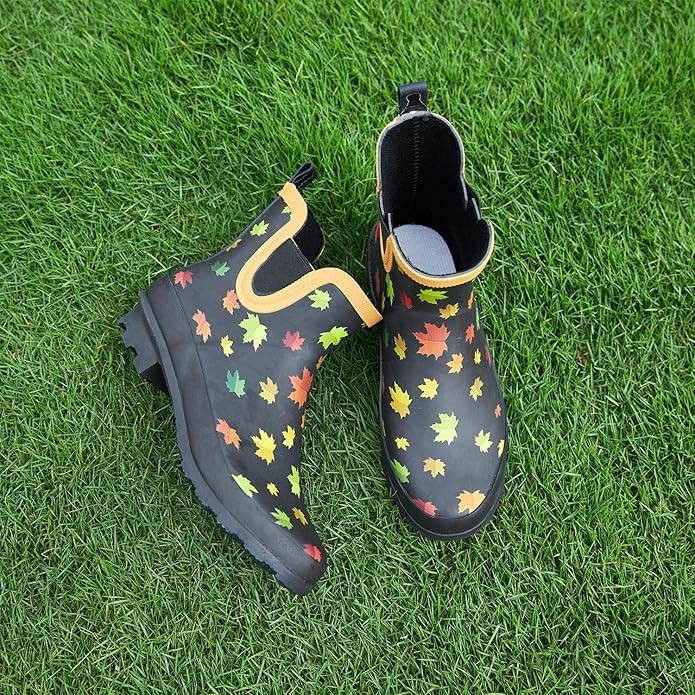 SWIFTFROG Rain Boots for Women - Waterproof Ankle Garden Shoes Anti-Slipping Floral Printed Rainboots for Ladies Stylish Light Ankle Rain Shoes, Women's Rain Footwear
