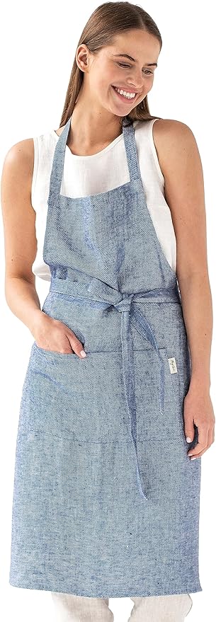 MagicLinen 100% Linen Apron - Cooking, Gardening, Grilling, Painting Apron with Pockets - Perfect for Women and Men