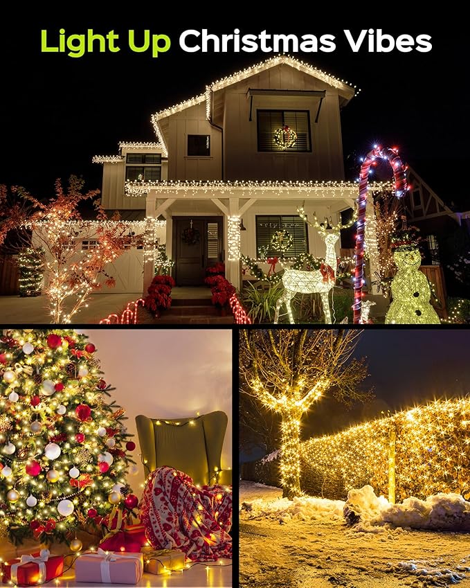 Super Long 500 LED 178FT Christmas Lights, Bright Bubble Led Christmas Tree Lights w/ 8 Modes & Memory, 2024 Upgraded Twinkle LED String Lights for Indoor Outdoor Xmas Party Decorations, Warm White