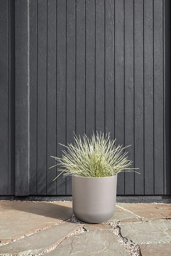 Veradek Round Lima Plastic Planter Pots for Indoor/Outdoor Garden Use, Gray, Suitable for Small to Large Succulent Plants, Flowers, Modern Interior Plants