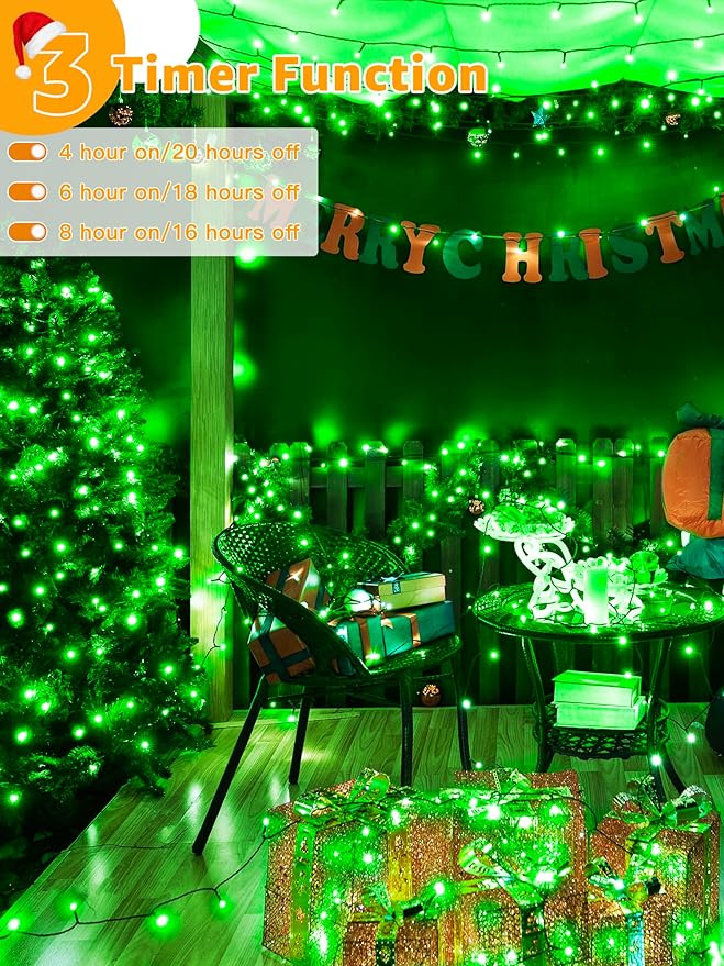 500 LED 164 FT Christmas Lights, Waterproof Outdoor String Lights with Remote and Timer, Christmas Tree Lights with 8 Modes Dimmable, Fairy Lights for Holiday Decor (Green)