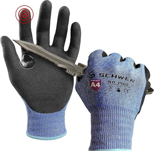 Schwer A4 AIR-SKIN Cut Resistant Work Gloves AR3900 with Extreme Lightweight & Thin, Grip Gloves for Fishing, Refined Work, Mechanic, Gardening, Touch-Screen, Non-PFAS, 3D-Comfort Fit, 1 Pair, L