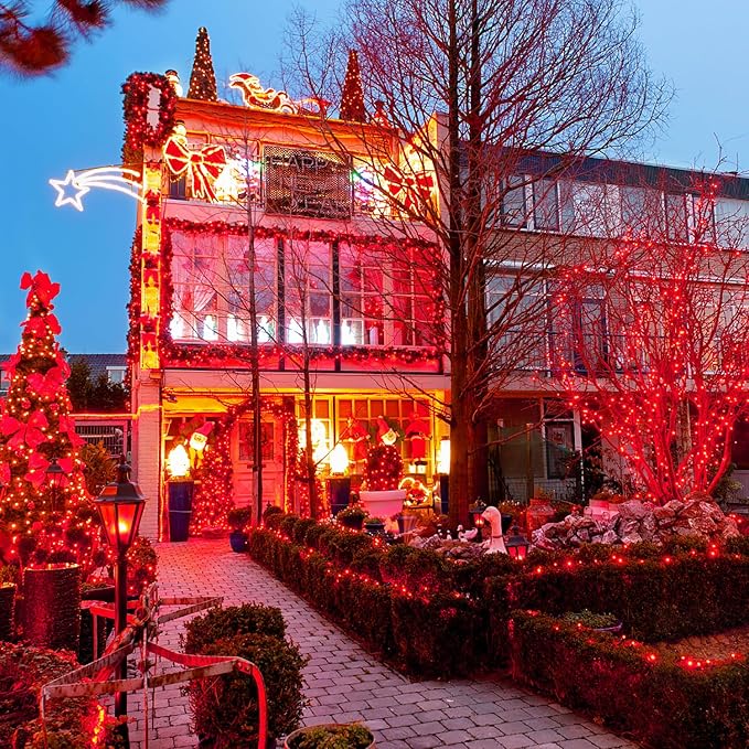 JMEXSUSS 200 LED Halloween Lights Indoor Outdoor, 66ft Connectable LED Red Christmas Lights Plug in, 8 Modes Red String Light for Halloween Tree Indoor Bedroom Garden Yard Porch House Decorations