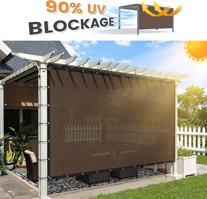 VICLLAX Shade Fabric Sun Shade Cloth Privacy Screen with Grommets for Patio Garden Pergola Cover Canopy 12x12 FT, Mocha