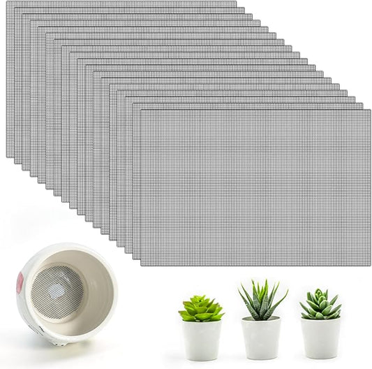 18pcs Flower Pot Hole Mesh Pad, 11.8x7.8 Inch Planter Mesh Drainage Screen, DIY Drainage Netting Pot Bottom Grid Mat Keep Soil from Flowing Away