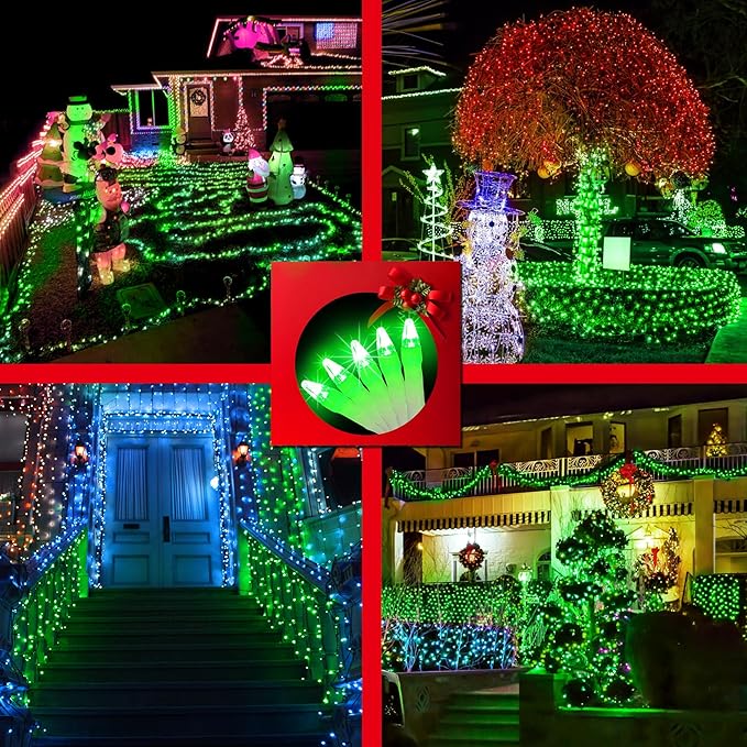 750 LED Christmas Lights Outdoor, 246ft 8 Modes Fairy Lights for Outside, IP44 Waterproof for Xmas Patio Yard Fence Deck Balcony Garden Decor Green
