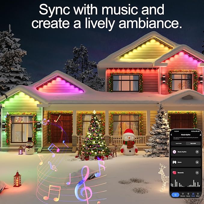Permanent Outdoor Lights, RGB+IC 100FT Smart LED Eaves Lights,72 Color-Changing Waterproof Lights with 63 Scene Modes,APP & Voice Control, Ideal for Christmas, Halloween, Parties, and Holiday Décor