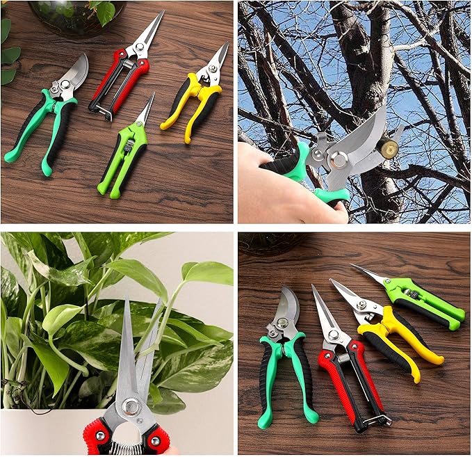 5‑Piece Garden Pruning Shears Set with Gloves & Storage Bag – Stainless Steel Trimming Scissors for Flowers, Herbs & Small Branches – Ergonomic Gardening Tools Kit (Multi-color)