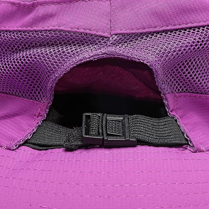 Womens Summer Sun Hat Beach Hat Wide Brim Outdoor UV Protection Hat Foldable Cool Mesh Ponytail Bucket Hat