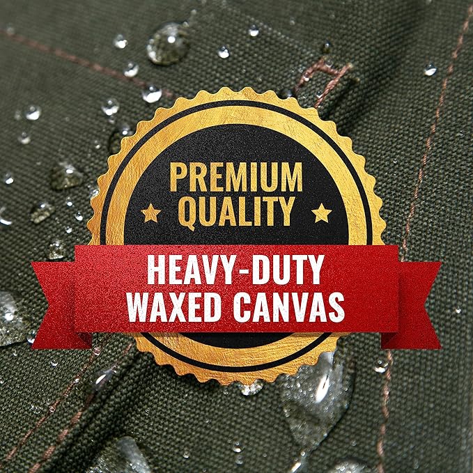 Under NY Sky Tool Apron - 20 Pockets and Slots, Cross-Back, Heavy-Duty Waxed Canvas - Woodwork, Garden, Shop (Green Cross-Back)