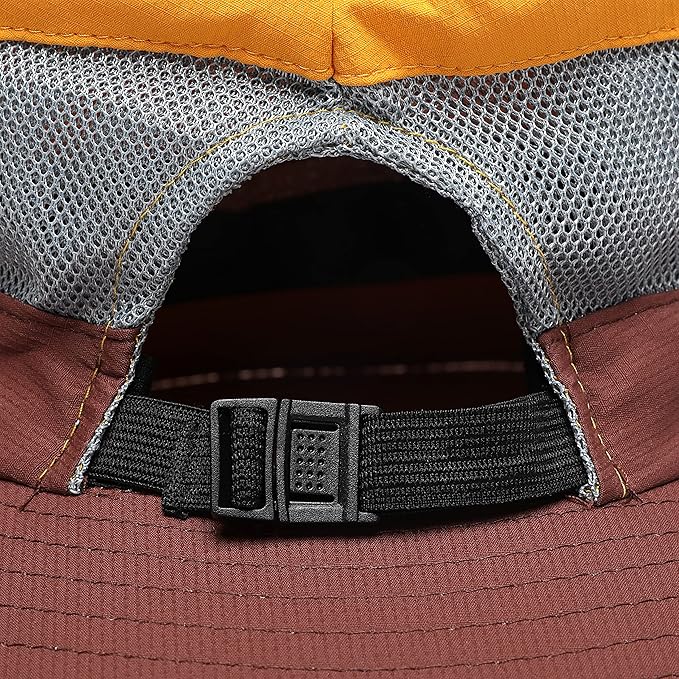 Womens Summer Sun Hat Beach Hat Wide Brim Outdoor UV Protection Hat Foldable Cool Mesh Ponytail Bucket Hat