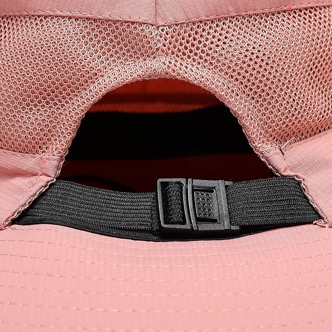 Womens Summer Sun Hat Beach Hat Wide Brim Outdoor UV Protection Hat Foldable Cool Mesh Ponytail Bucket Hat