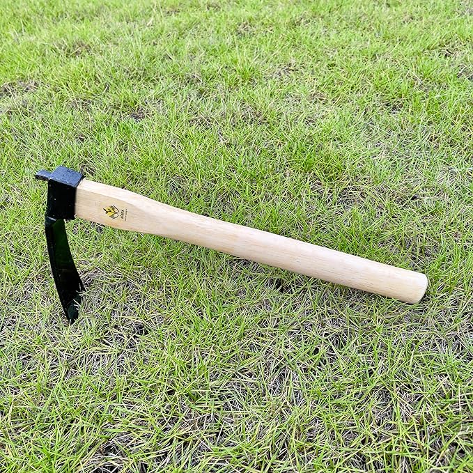 14 Inch Heavy Duty Wide Hoe, Japanese Carbon Steel with Oak Wooden Handle, Without Welding, Garden Tool for Digging, Weeding, and Planting