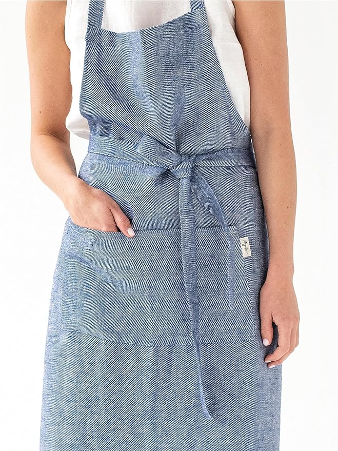 MagicLinen 100% Linen Apron - Cooking, Gardening, Grilling, Painting Apron with Pockets - Perfect for Women and Men