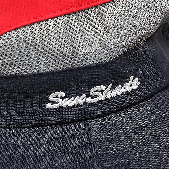 Womens Summer Sun Hat Beach Hat Wide Brim Outdoor UV Protection Hat Foldable Cool Mesh Ponytail Bucket Hat