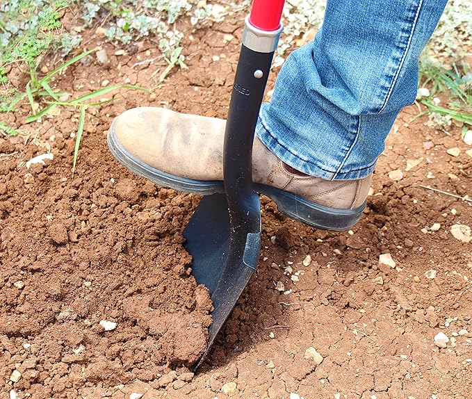 TABOR TOOLS Shovel with Rounded Blade and Long Straight 45 Inch Fiberglass Handle, Digging Spade. J202A. (Straight Handled, Round Blade)