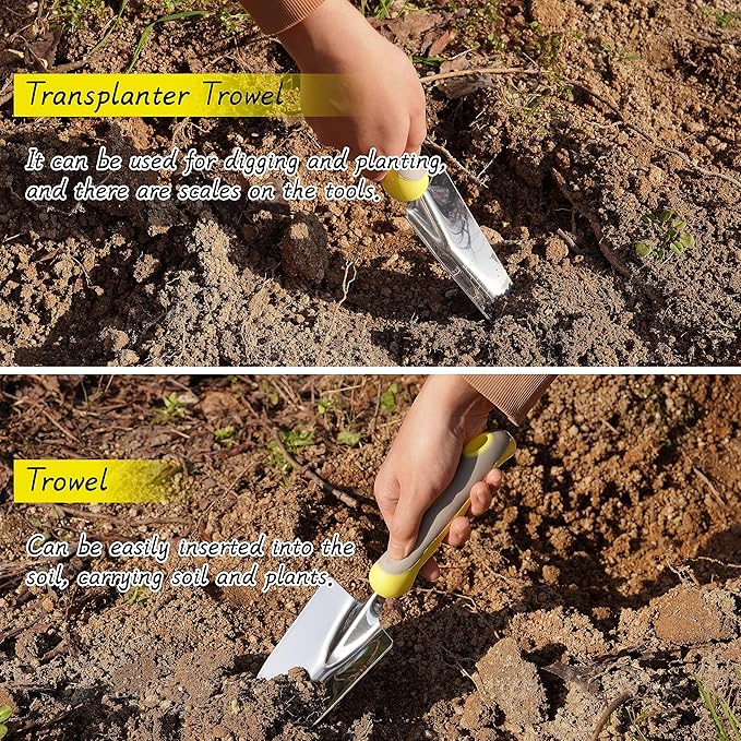 Elevon Garden Tool Set, 9 PCS Stainless Steel Heavy Garden Tools, Garden Tool Set with Waterproof Storage Bag, Suitable for Planting, Digging and Pruning, The Best Choice for Garden Lovers