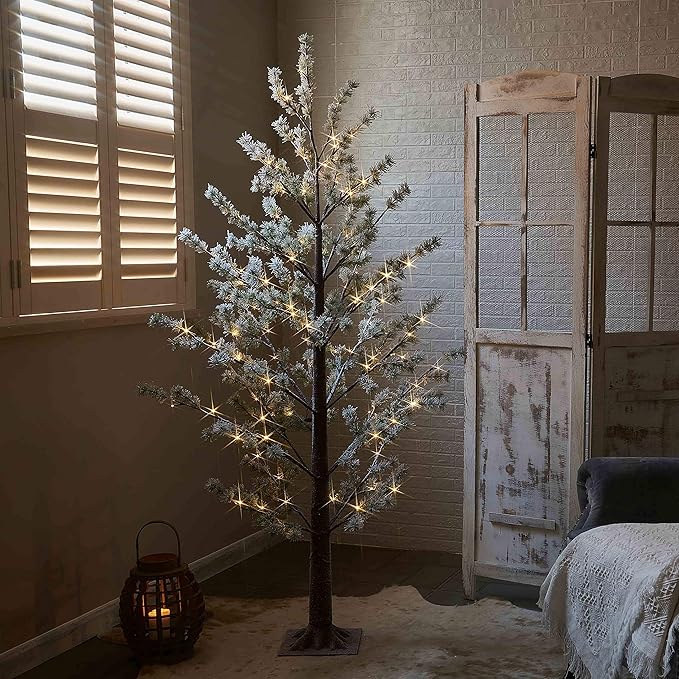 LITBLOOM Pre lit Faux Noway Christmas Pine Tree Lights 6FT 126 Warm White LED for Indoor Outdoor Home Decoration