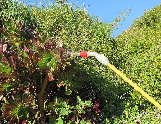 TABOR TOOLS 2.0 Gallon Lawn and Garden Pump Pressure with Pressure Relief Valve, Adjustable Shoulder Strap, and Adjustable Wand Nozzle (2.0 Gallon, Yellow Wand). N80A.