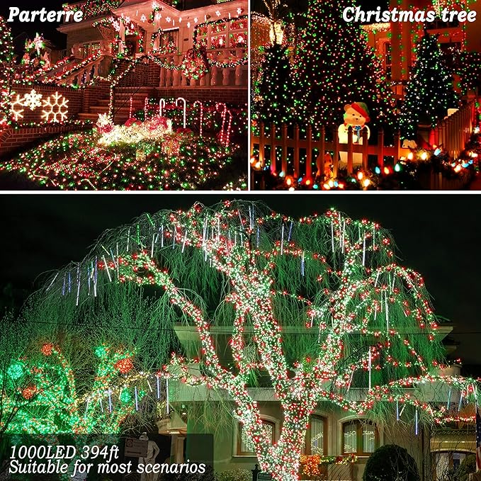 KNONEW 403ft 1000 LED Christmas String Lights Outdoor 8 Modes & Timer Fairy Light Plug in Waterproof Outside Lights for Xmas Yard Tree Wedding Party Holiday Decorations (Red and Green)