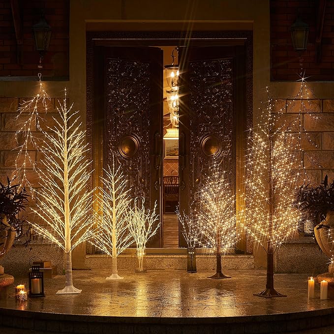 LITBLOOM Lighted Alpine Tree 6FT 810 LED Fairy Lights, Brown Twig Tree with Lights Plug in for Indoor Outdoor Home Thanksgiving Christmas Decorations