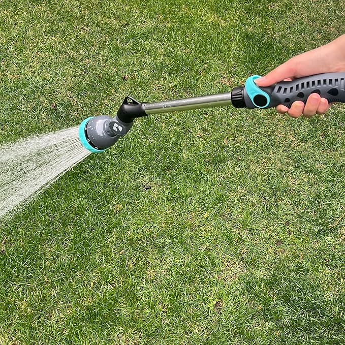 18 Inch Water Hose Wand Featuring 9 Spray Patterns and a Pivot Head 600001 with Comfort Grip and Thumb Control by New England Garden Tools for Cleaning, Watering Plants & Yards, Washing Cars & Pets