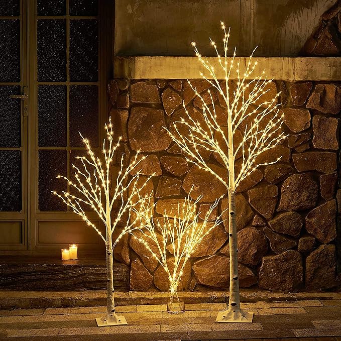LITBLOOM Lighted Birch Twig Tree with Fairy Lights 4FT 200 LED Lights for Indoor Outdoor Home Christmas Holiday Decoration