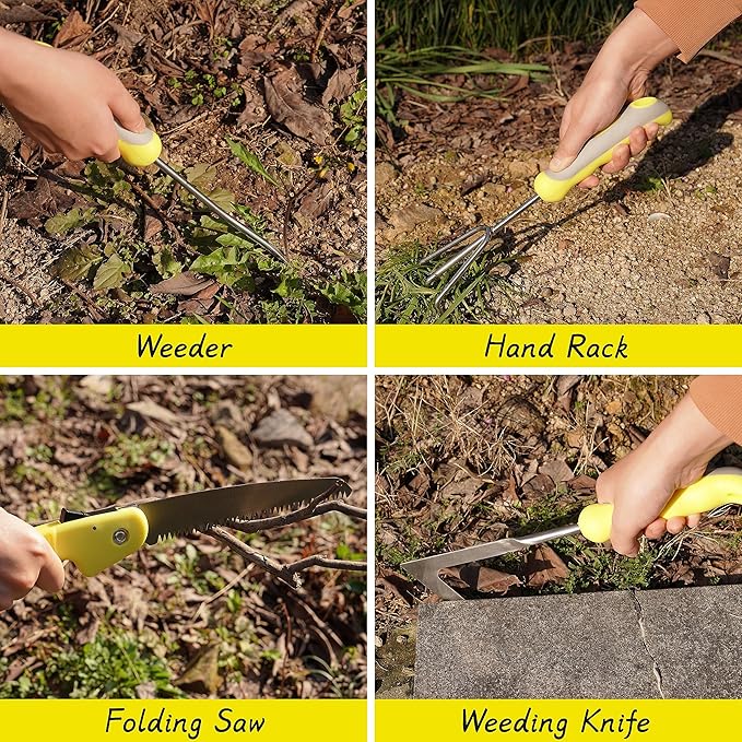 Elevon Garden Tool Set, 9 PCS Stainless Steel Heavy Garden Tools, Garden Tool Set with Waterproof Storage Bag, Suitable for Planting, Digging and Pruning, The Best Choice for Garden Lovers