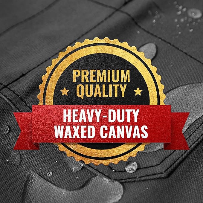 Under NY Sky Tool Apron - 20 Pockets and Slots, Cross-Back, Heavy-Duty Waxed Canvas - Woodwork, Garden, Shop (Grey Cross-Back)